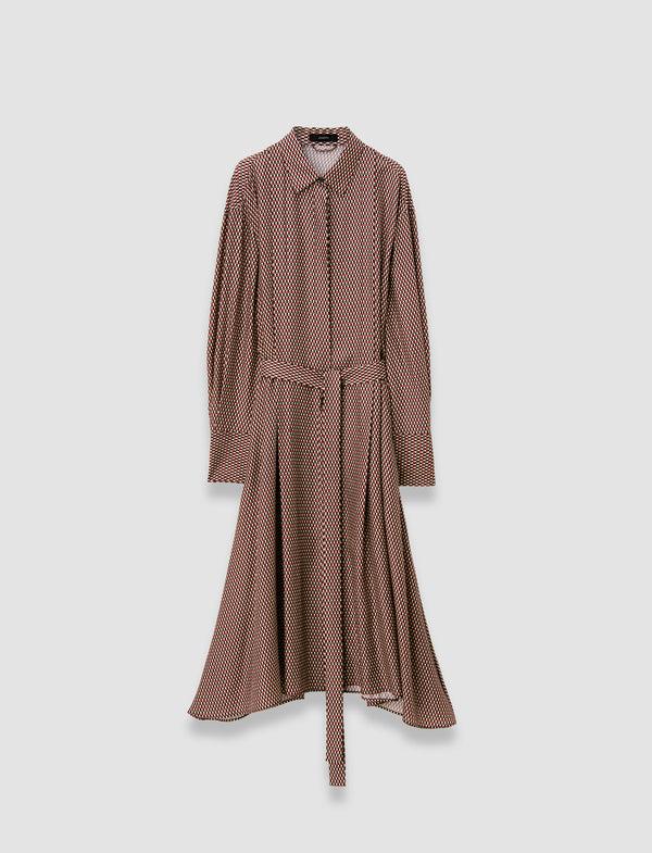 joseph Orlan Printed Silk Blend Dress Ruby Combo