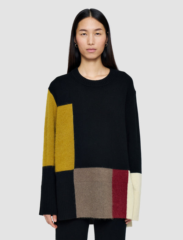 Joseph Overlay Merino Wool Jumper Smoke Combo