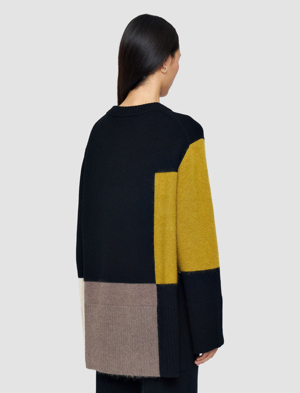 Joseph Overlay Merino Wool Jumper Smoke Combo