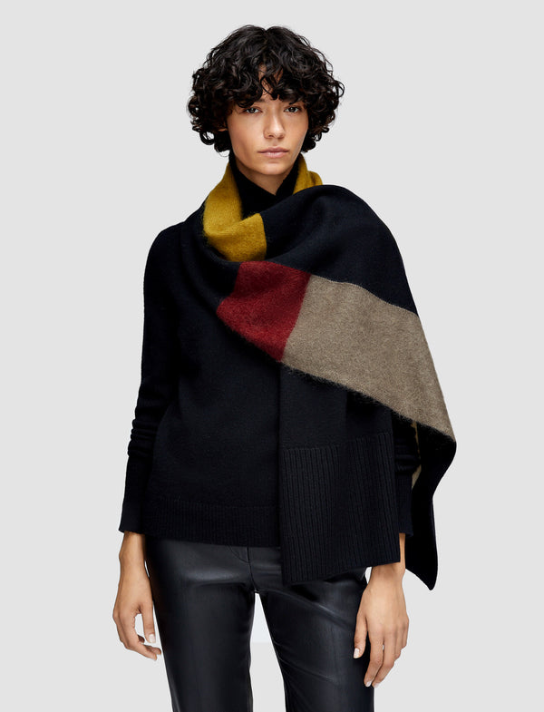 Joseph Overlay Merino Wool Scarf Smoke Combo