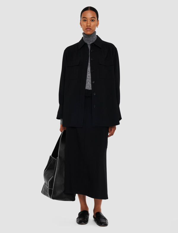 Joseph Perle Fluid Twill Wool Shirt Black