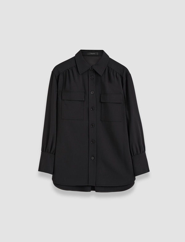 joseph Perle Fluid Twill Wool Shirt Black
