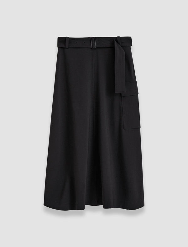 joseph Pernette Fluid Twill Wool Skirt Black