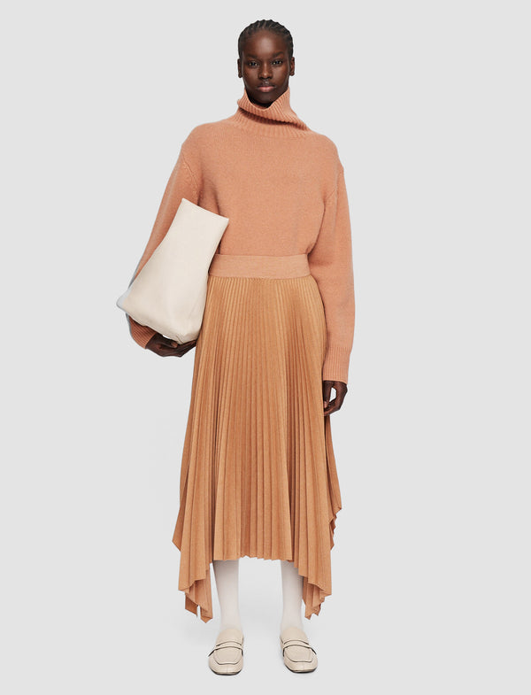 Joseph Pleated Flannel Ade Skirt Coral Melange