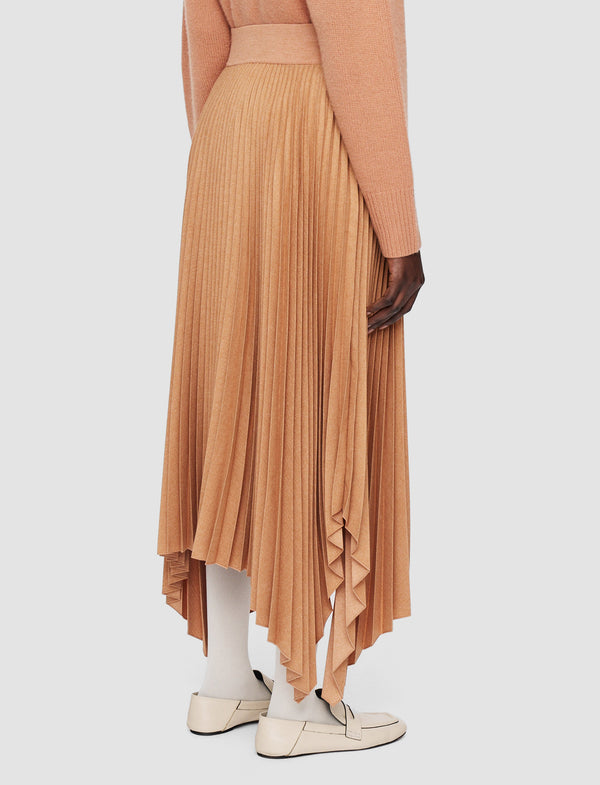 Joseph Pleated Flannel Ade Skirt Coral Melange