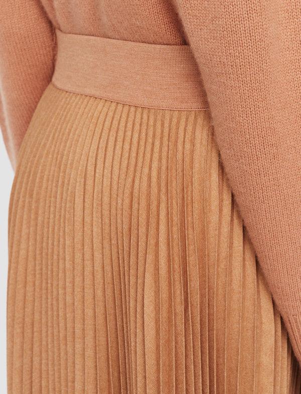 Joseph Pleated Flannel Ade Skirt Coral Melange