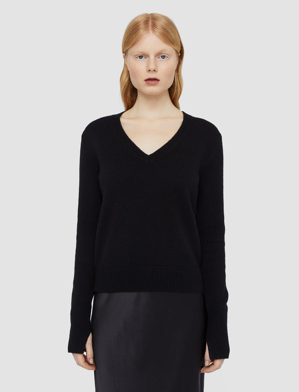 Joseph Pure Cashmere V Neck Jumper Black