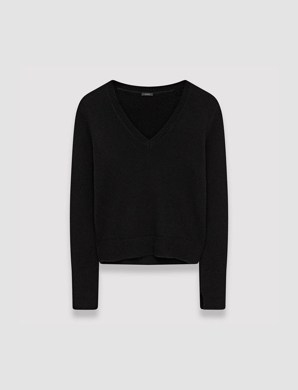 joseph Pure Cashmere V Neck Jumper Black