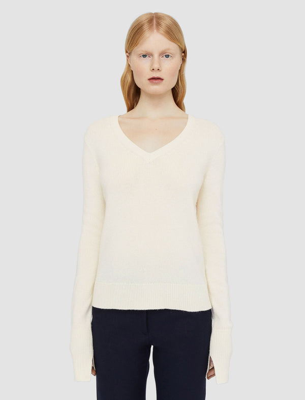 Joseph Pure Cashmere V Neck Jumper Ivory