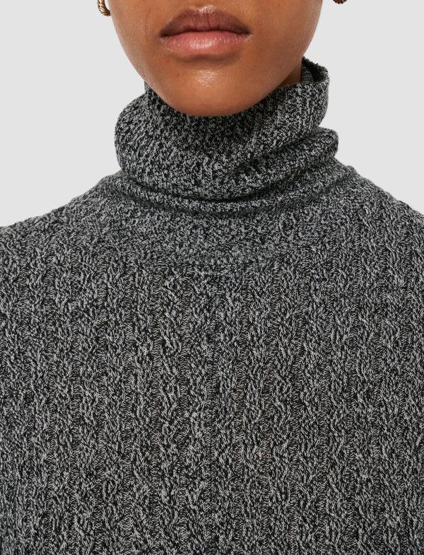 Joseph Ribbed Cable Knit Dress Ivory/Black