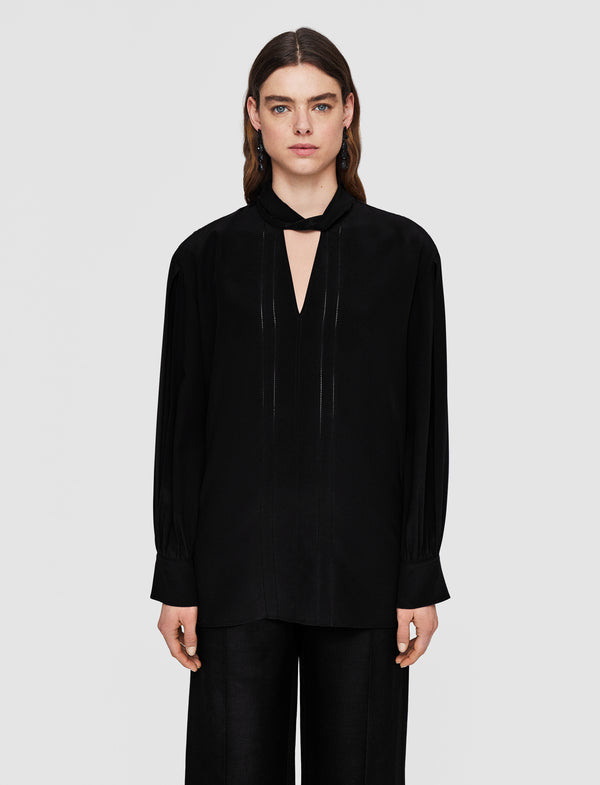 Joseph Rivoli Silk Crepe De Chine Blouse Black