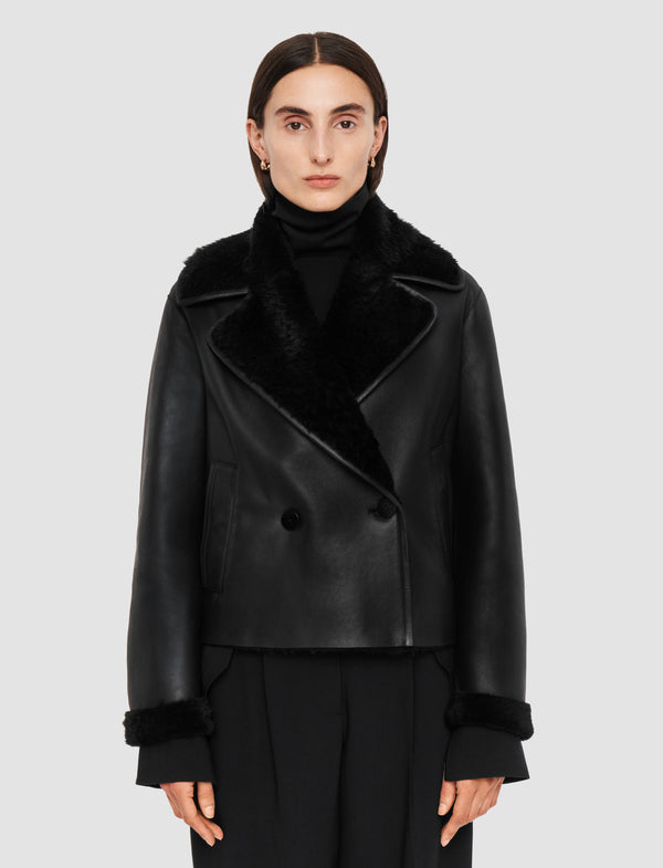 Joseph Rousse Textured Shearling Jacket Black