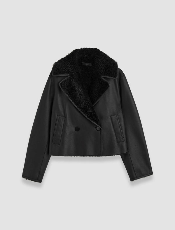 joseph Rousse Textured Shearling Jacket Black