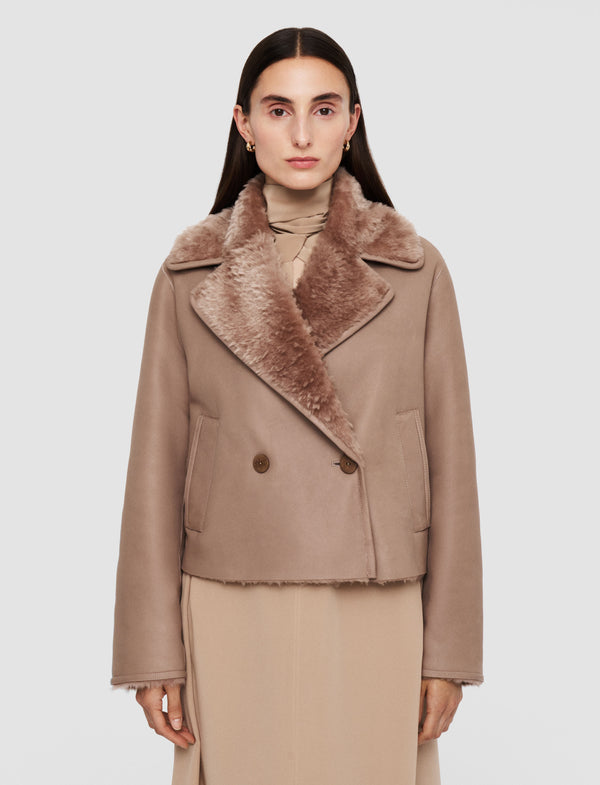 Joseph Rousse Textured Shearling Jacket Blusher