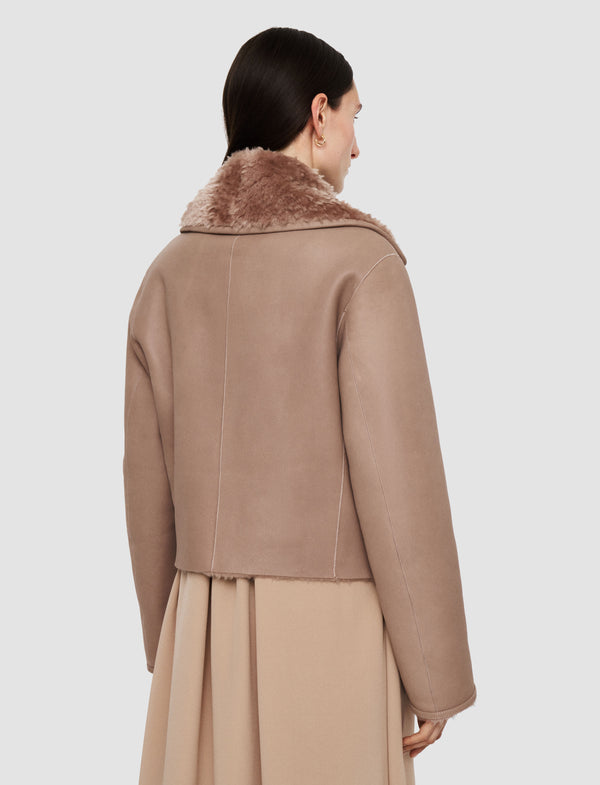 Joseph Rousse Textured Shearling Jacket Blusher
