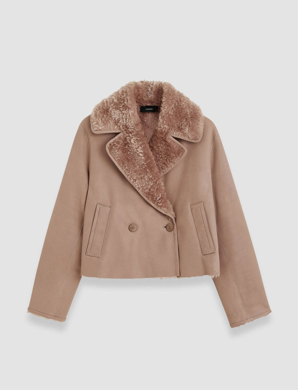 joseph Rousse Textured Shearling Jacket Blusher