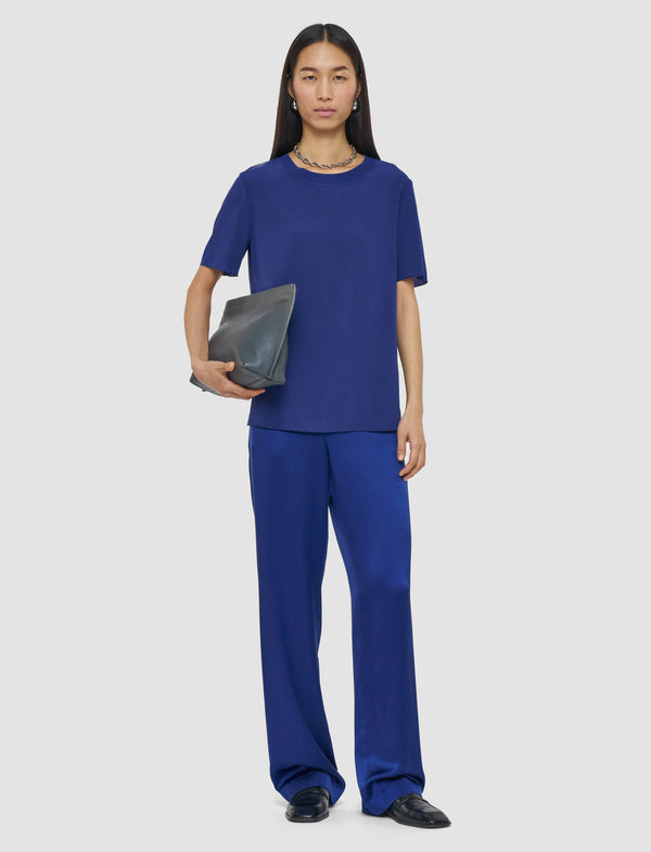 Joseph Rubin Crepe De Soie Silk Blouse Cobalt