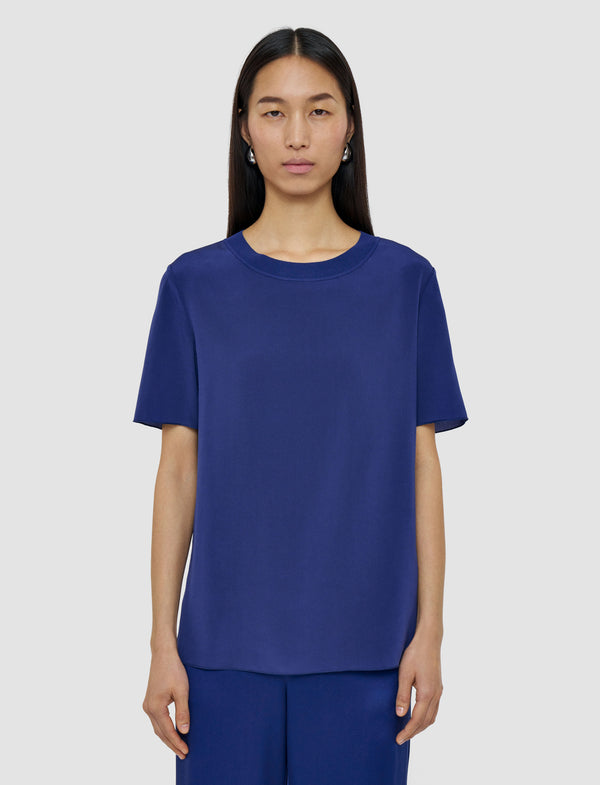 Joseph Rubin Crepe De Soie Silk Blouse Cobalt