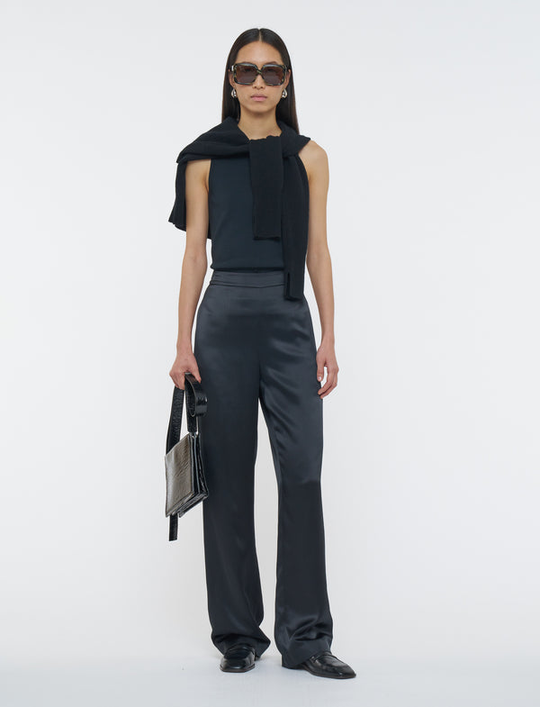 Joseph Sahel Silk Satin Trousers Black