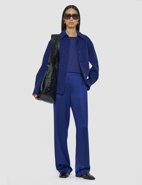 Joseph Sahel Silk Satin Trousers Cobalt