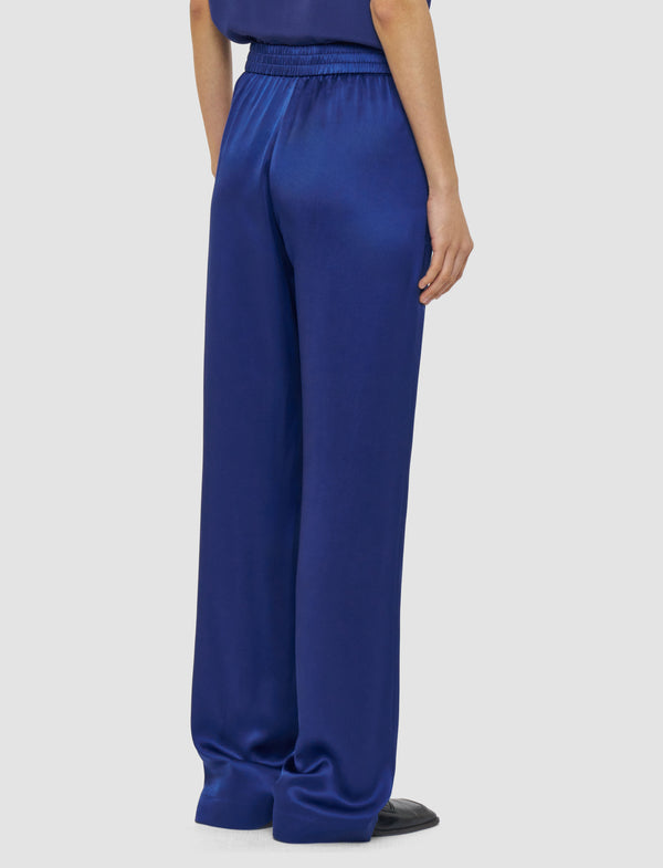 Joseph Sahel Silk Satin Trousers Cobalt