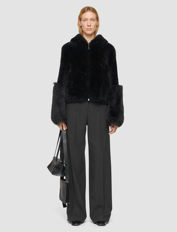 Joseph Sarah Shearling Jacket Dark Smoke