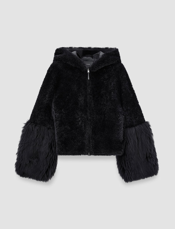 joseph Sarah Shearling Jacket Dark Smoke
