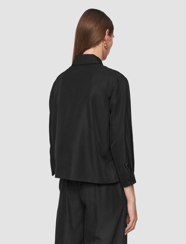 Joseph Satie Soft Cotton Silk Shirt Black