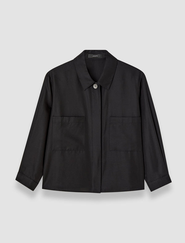 joseph Satie Soft Cotton Silk Shirt Black