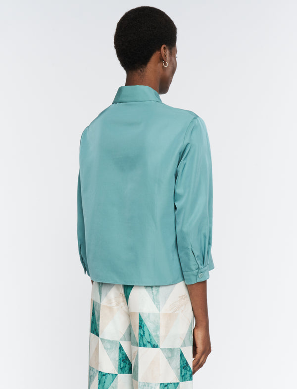Joseph Satie Soft Cotton Silk Shirt Lagoon