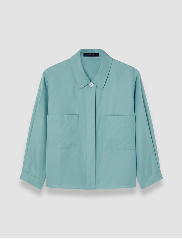 joseph Satie Soft Cotton Silk Shirt Lagoon