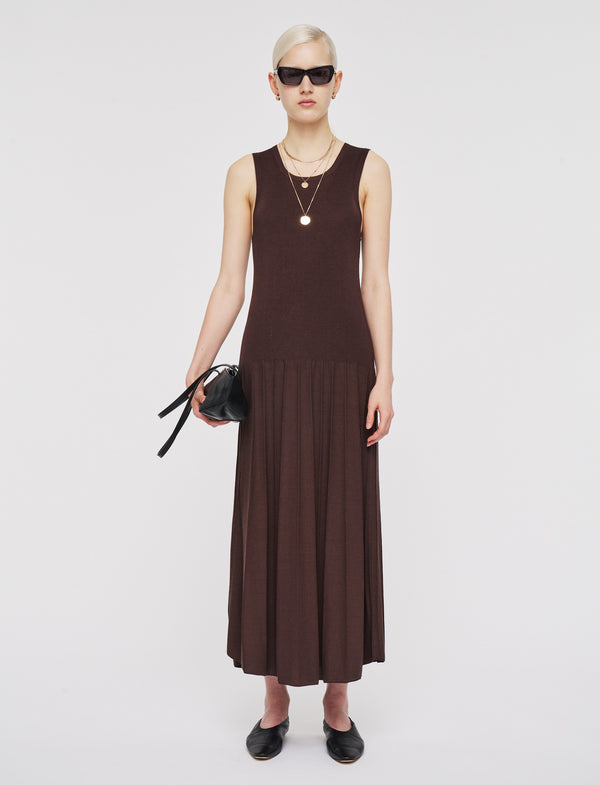 joseph Satiny Rib Knit Dress Ebony