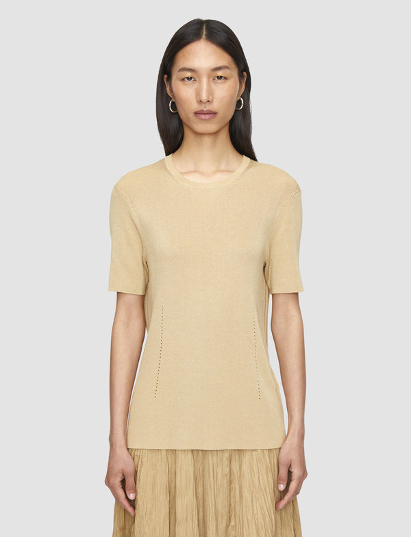 Joseph Satiny Rib Knit Top Desert Sand