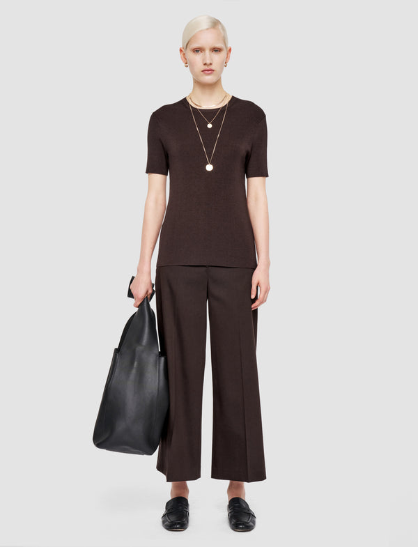 Joseph Satiny Rib Knit Top Ebony