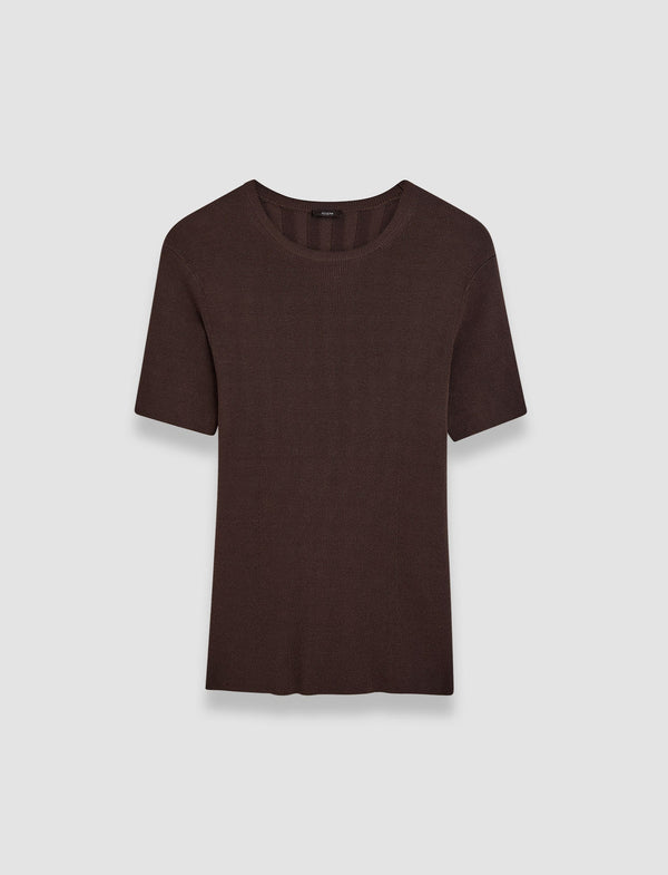 joseph Satiny Rib Knit Top Ebony