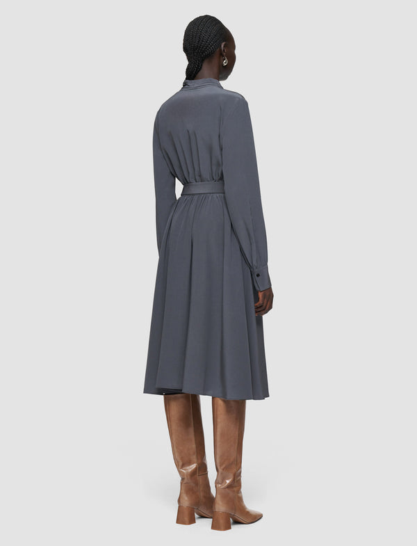 Joseph Severin Crepe De Chine Silk Dress Smoke