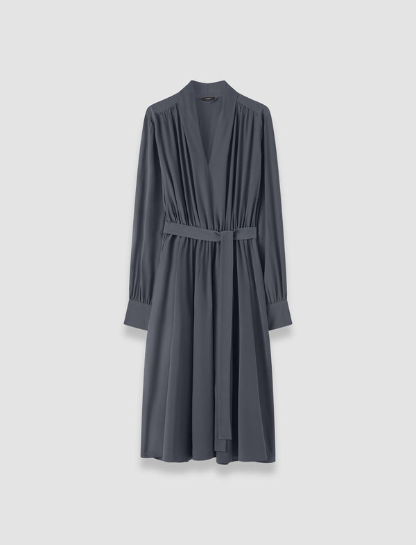 joseph Severin Crepe de Chine Silk Dress Smoke
