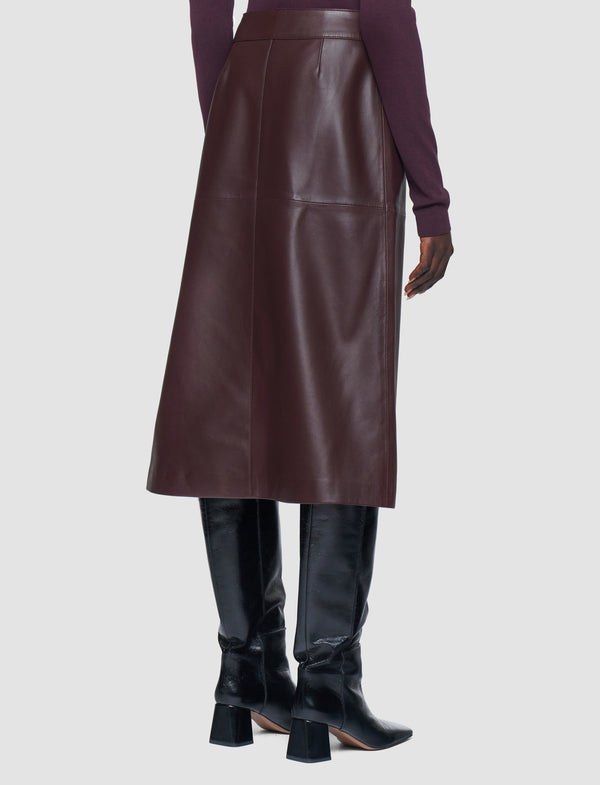 Joseph Sèvres Nappa Leather Skirt Maraschino
