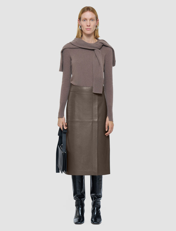 Joseph Sèvres Nappa Leather Skirt Mushroom