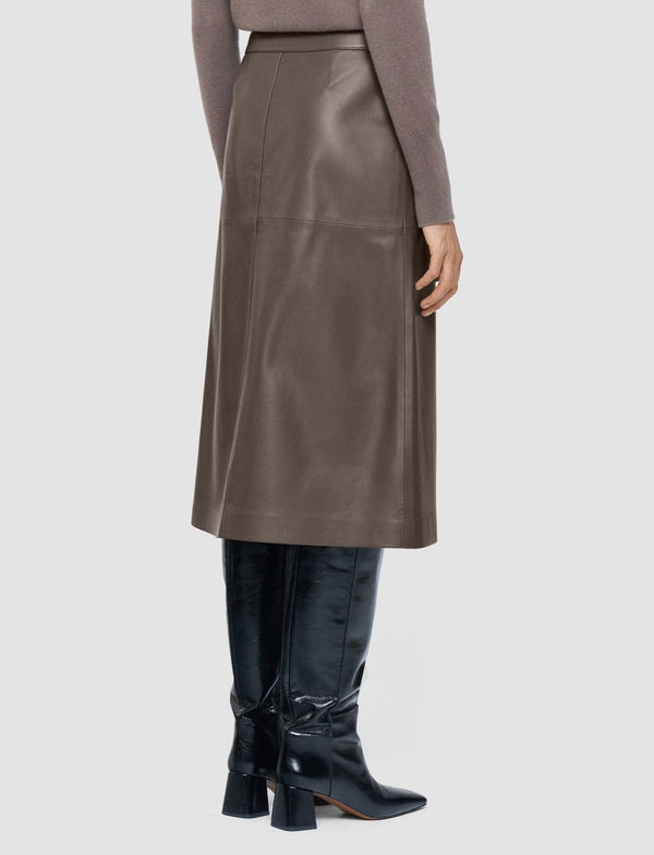 Joseph Sèvres Nappa Leather Skirt Mushroom