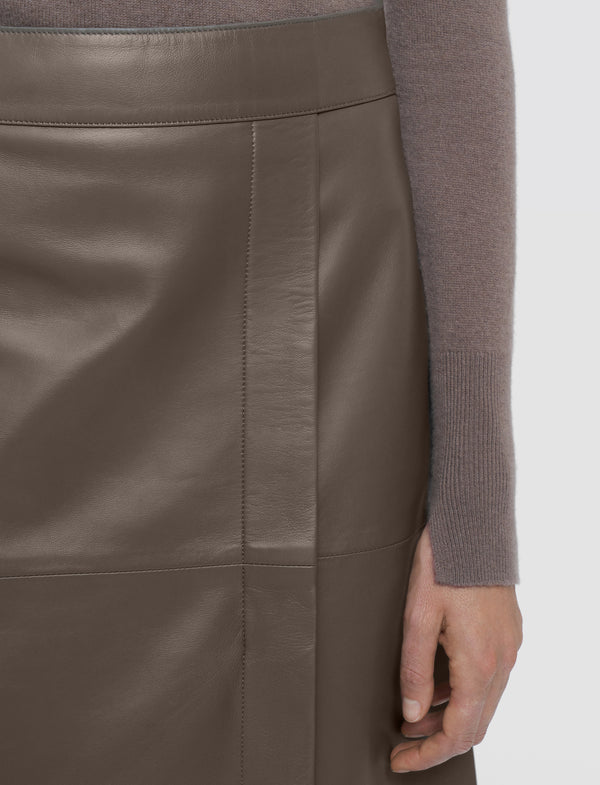 Joseph Sèvres Nappa Leather Skirt Mushroom