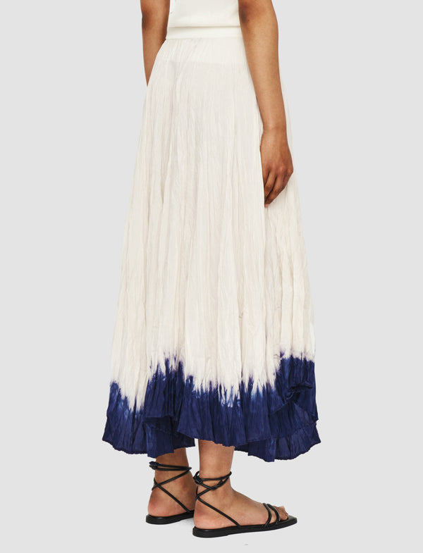 Joseph Silk Cotton Knit Skirt Ivory/Navy