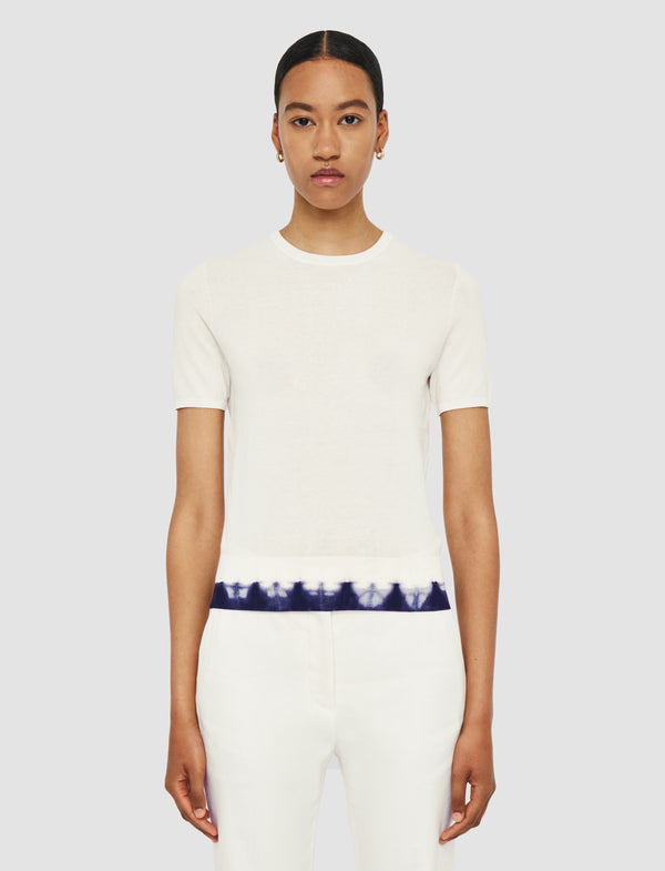 Joseph Silk Cotton Knit Top Ivory/Navy