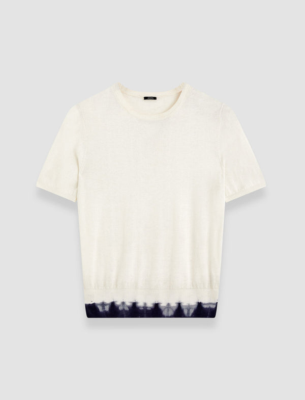 joseph Silk Cotton Knit Top Ivory/Navy