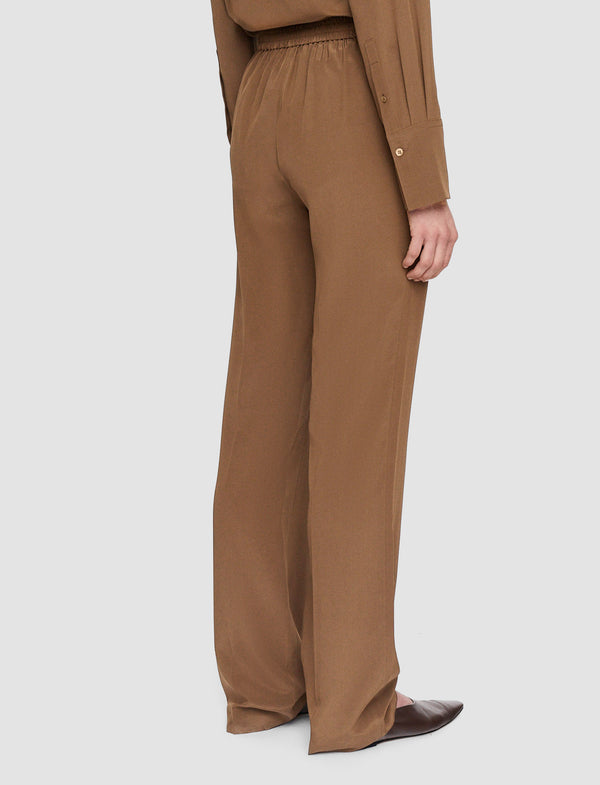 Joseph Silk Crepe De Chine Tova Trousers Arabica