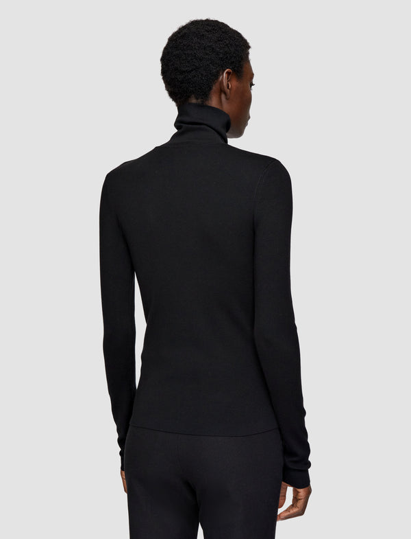 Joseph Silk Stretch High Neck Top Black