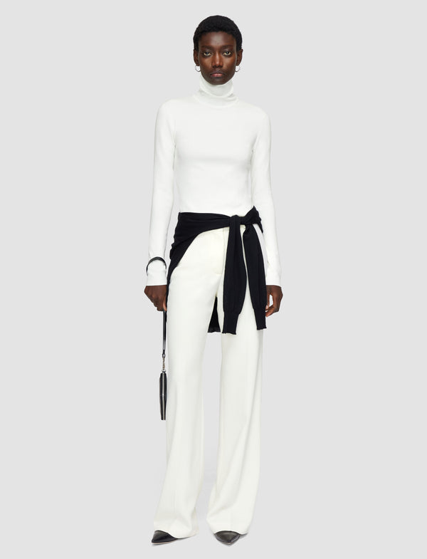 Joseph Silk Stretch High Neck Top Ivory