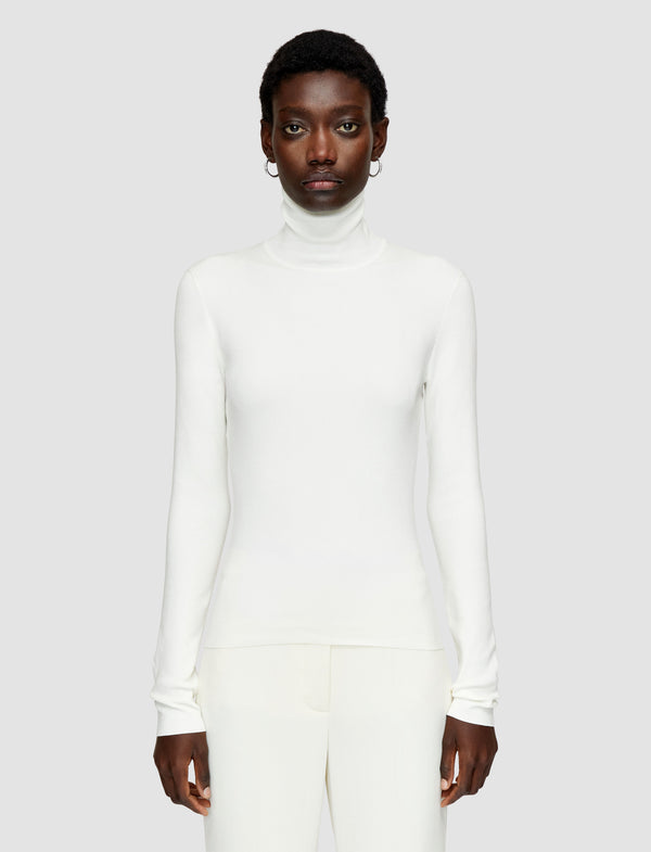 Joseph Silk Stretch High Neck Top Ivory