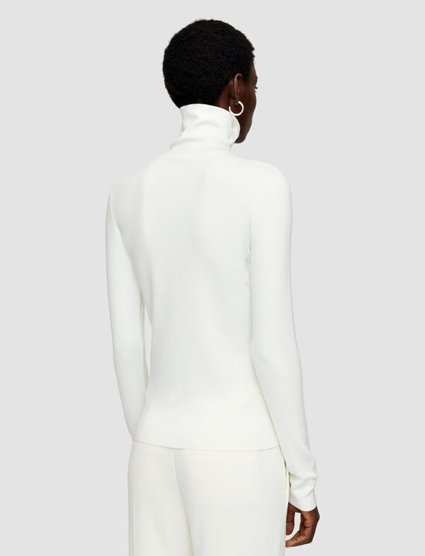 Joseph Silk Stretch High Neck Top Ivory