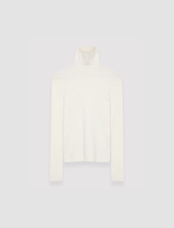 joseph Silk Stretch High Neck Top Ivory